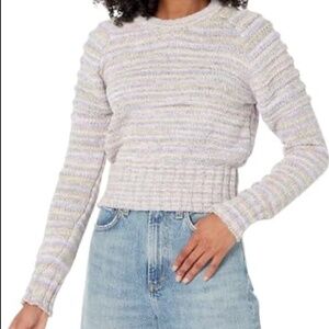 Y2K Steve Madden chunky cropped lavender pastel crewneck sweater size L
